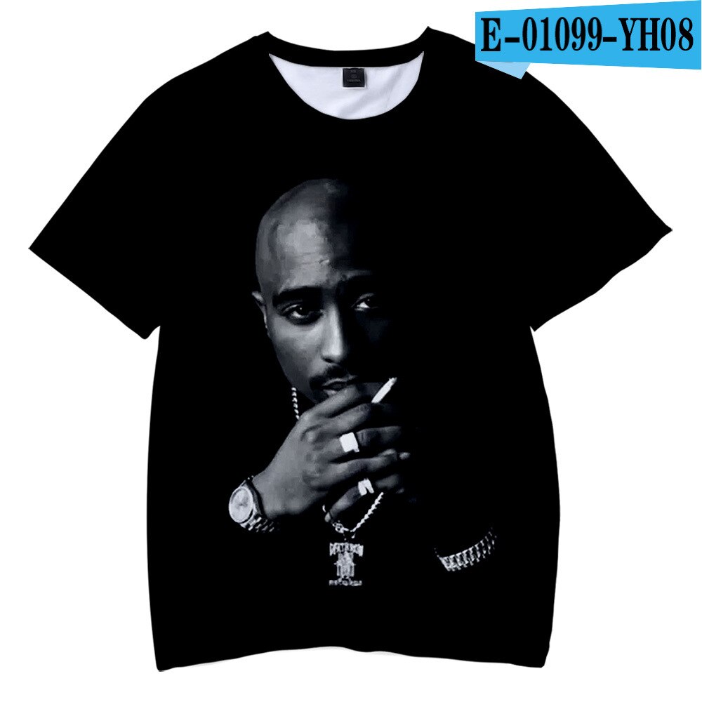 Herren 2Pac Tupac 3D T-Shirt Rundhals Unisex Sommer Streetwear Rapper