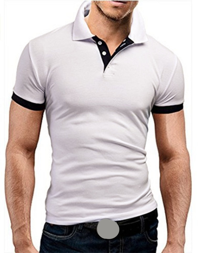 Männer Poloshirt Kontrast Kragen Polo Kurzarm Slim Fit Hemd Polohemd T-Shirt NEU