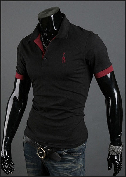 Männer Poloshirt Kontrast Kragen Polo Kurzarm Slim Fit Hemd Polohemd T-Shirt NEU