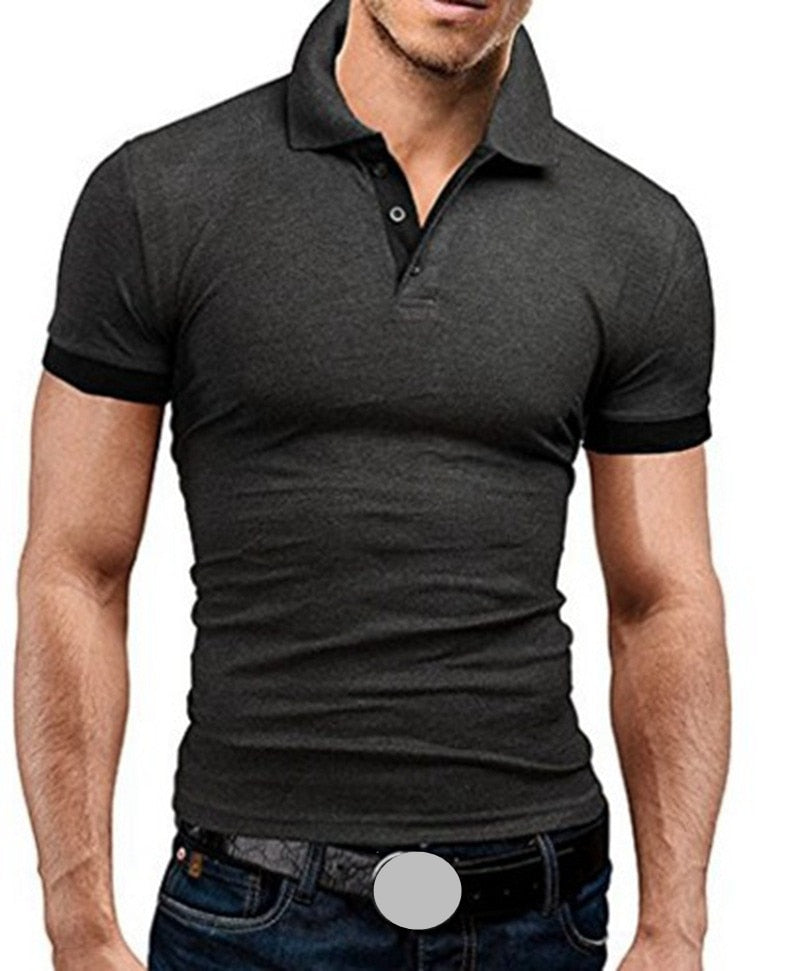 Männer Poloshirt Kontrast Kragen Polo Kurzarm Slim Fit Hemd Polohemd T-Shirt NEU