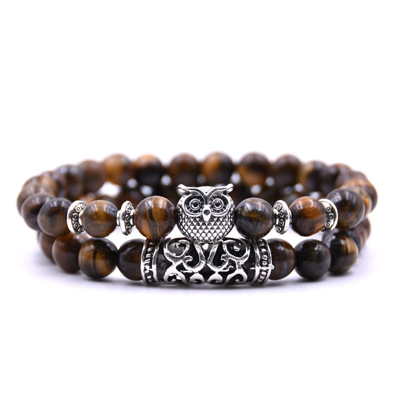 YIZIZAI 2er SET ARMBAND DAMEN HERREN Naturstein Freundschaftsarmband Yoga
