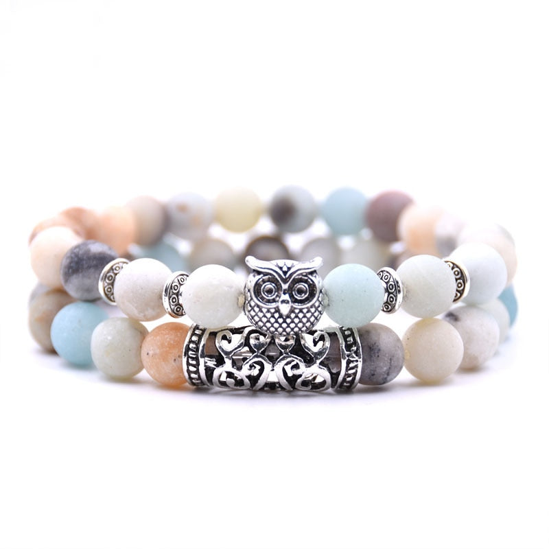 2er SET PARTNER ARMBAND DAMEN HERREN Naturstein Freundschaftsarmband Yoga