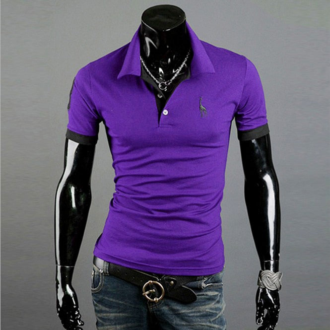 Männer Poloshirt Kontrast Kragen Polo Kurzarm Slim Fit Hemd Polohemd T-Shirt NEU