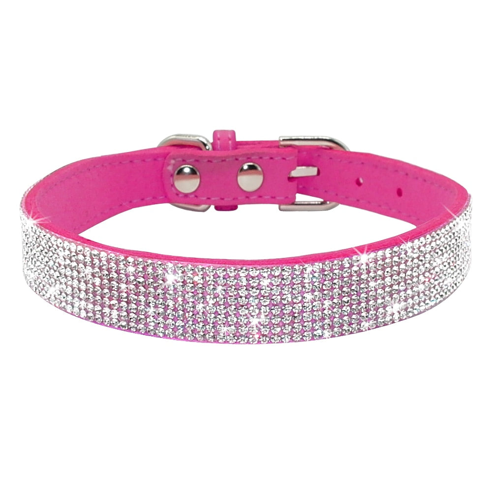Hundehalsband Strass Silber Mops Halsband S M L Hunde Chihuahua Pink