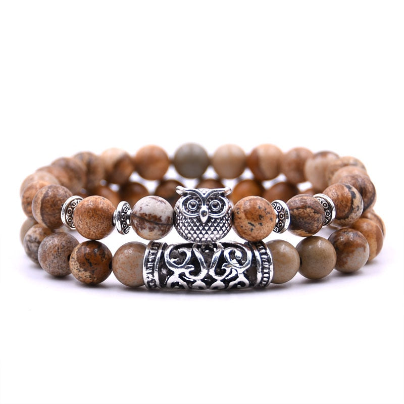 2er SET PARTNER ARMBAND DAMEN HERREN Naturstein Freundschaftsarmband Yoga