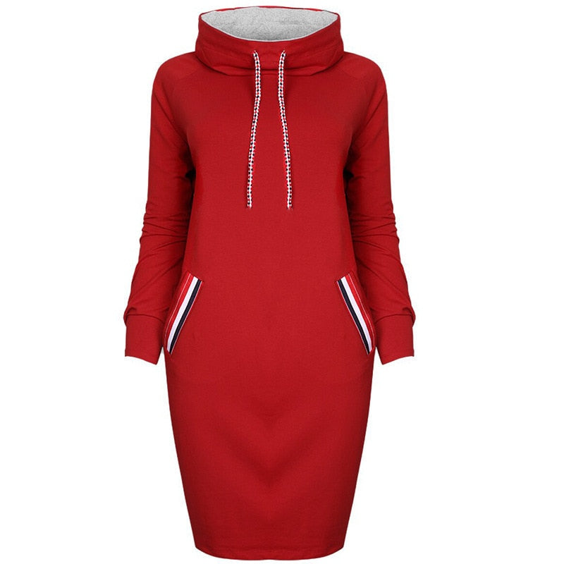 Dame Kapuzenpullover Minikleid Hoodie Sweatshirt Longtops Tunika Jumper Kleid
