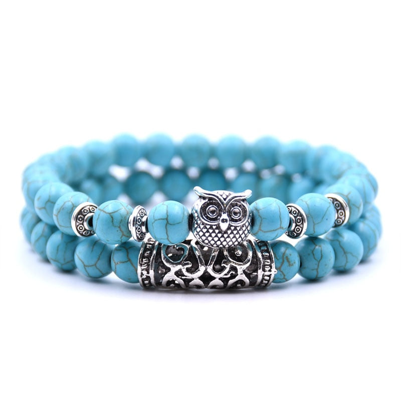 YIZIZAI 2er SET ARMBAND DAMEN HERREN Naturstein Freundschaftsarmband Yoga