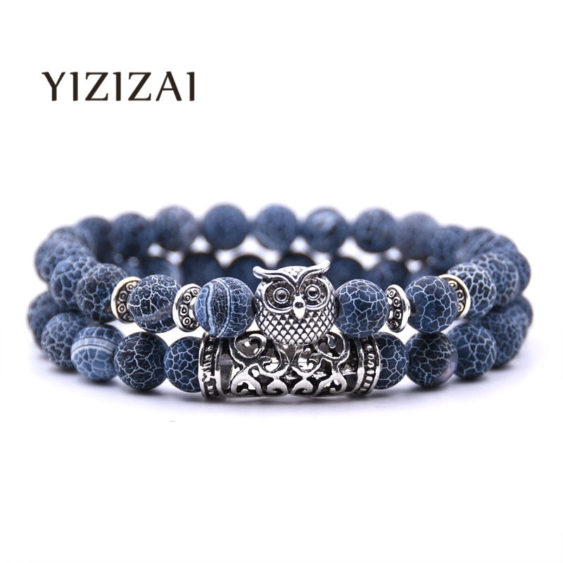 YIZIZAI 2er SET ARMBAND DAMEN HERREN Naturstein Freundschaftsarmband Yoga