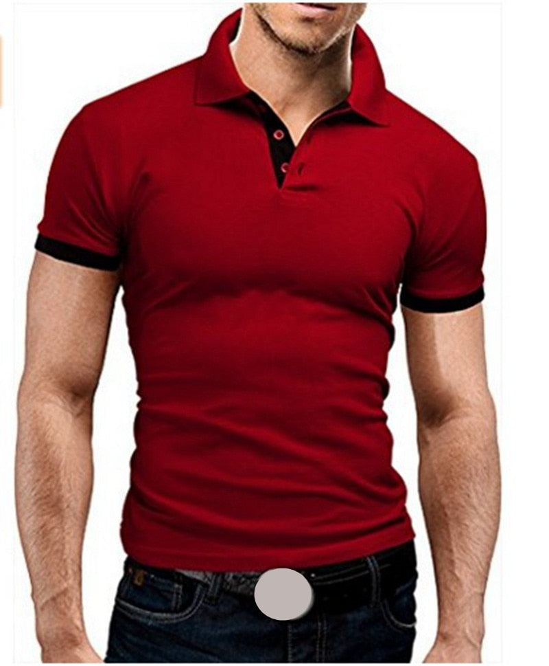 Männer Poloshirt Kontrast Kragen Polo Kurzarm Slim Fit Hemd Polohemd T-Shirt NEU