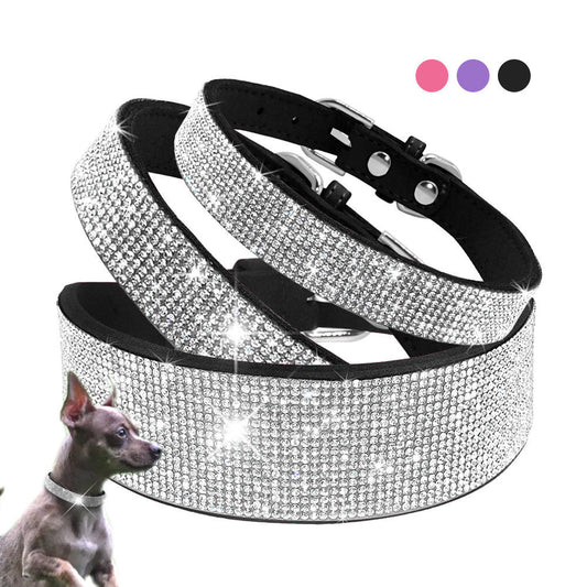 Hundehalsband Strass Silber Mops Halsband S M L Hunde Chihuahua Pink