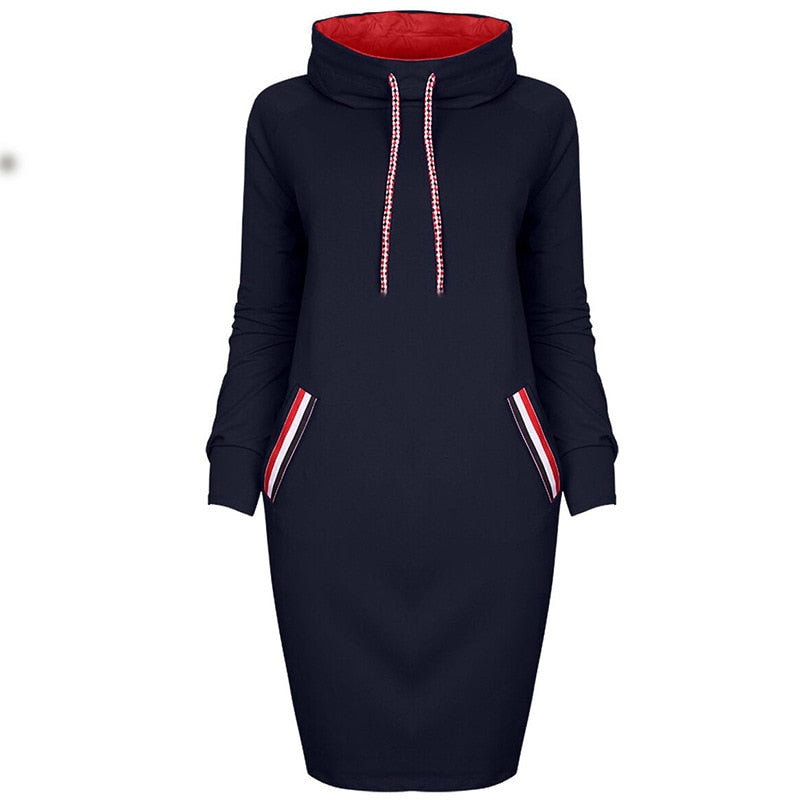 Dame Kapuzenpullover Minikleid Hoodie Sweatshirt Longtops Tunika Jumper Kleid