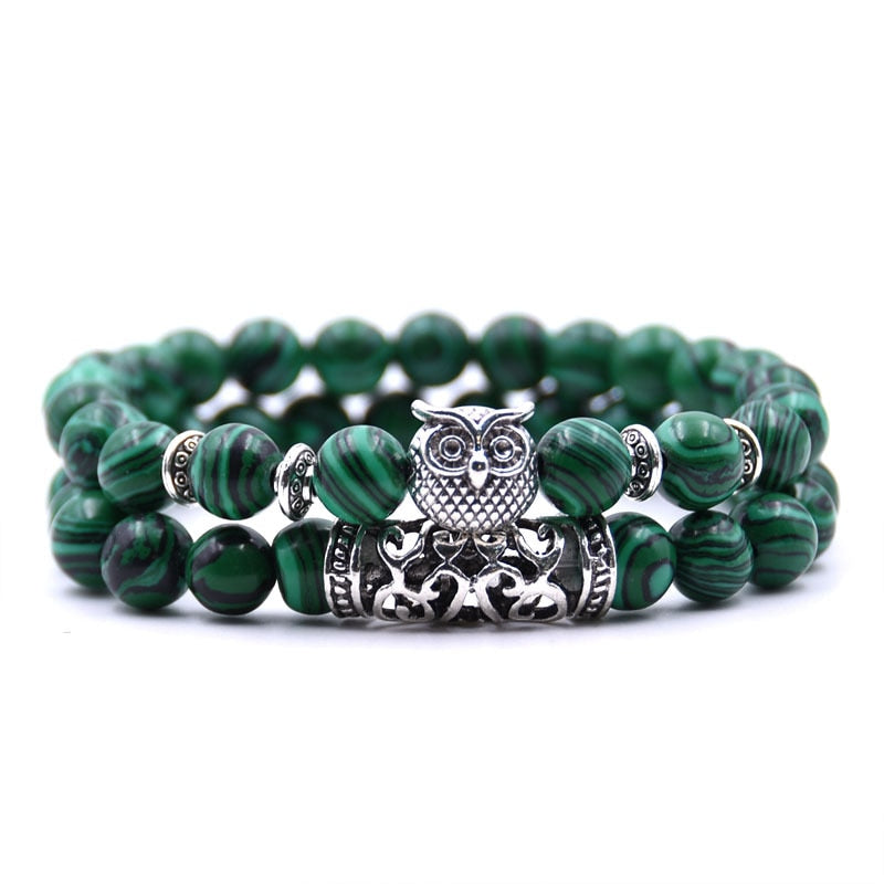 YIZIZAI 2er SET ARMBAND DAMEN HERREN Naturstein Freundschaftsarmband Yoga