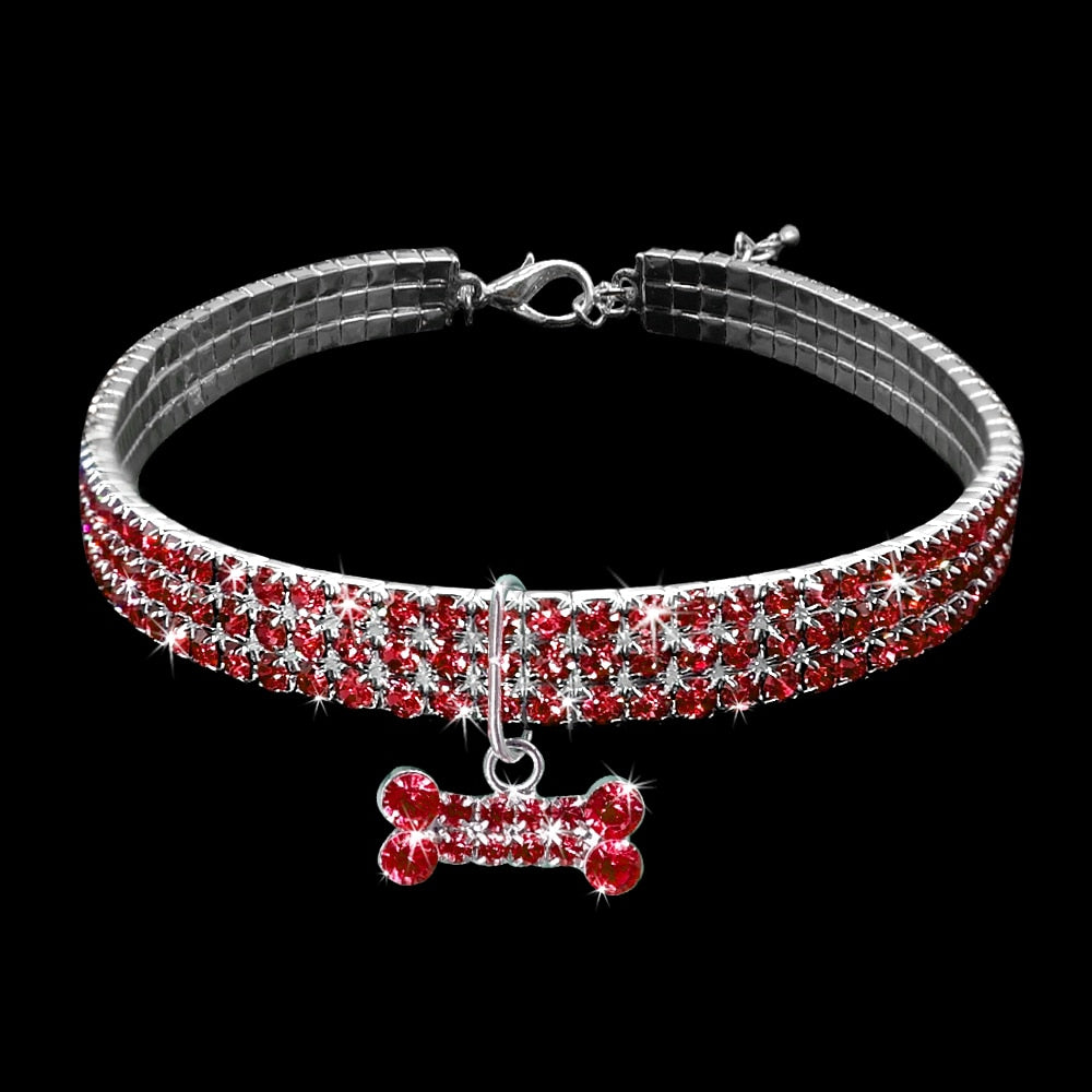 Hundehalsband Strass Silber Mops Halsband S M L Hunde Chihuahua Pink
