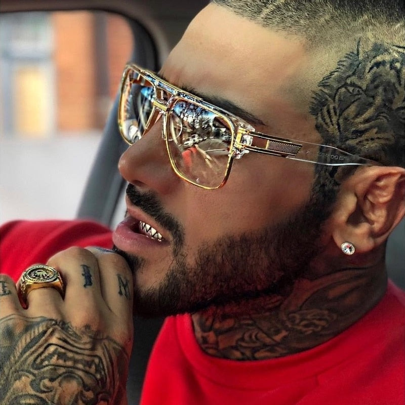 Klassische Designer Luxus Sonnenbrille Damen Herren Quadratische Übergröße Gläser