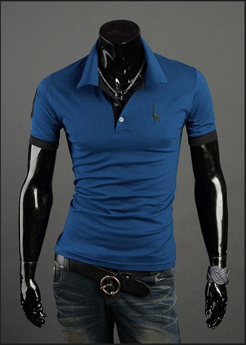 Männer Poloshirt Kontrast Kragen Polo Kurzarm Slim Fit Hemd Polohemd T-Shirt NEU