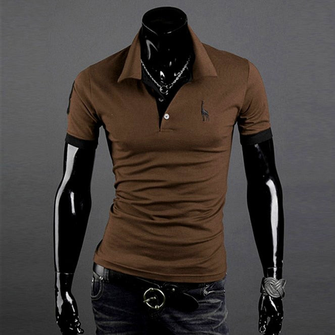 Männer Poloshirt Kontrast Kragen Polo Kurzarm Slim Fit Hemd Polohemd T-Shirt NEU