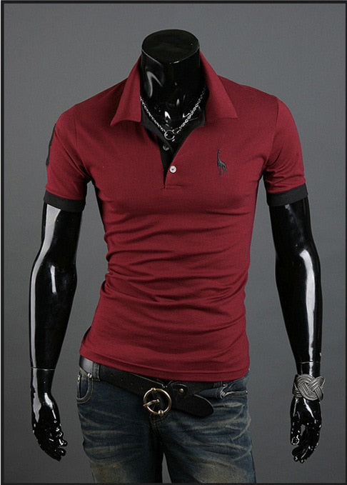 Männer Poloshirt Kontrast Kragen Polo Kurzarm Slim Fit Hemd Polohemd T-Shirt NEU