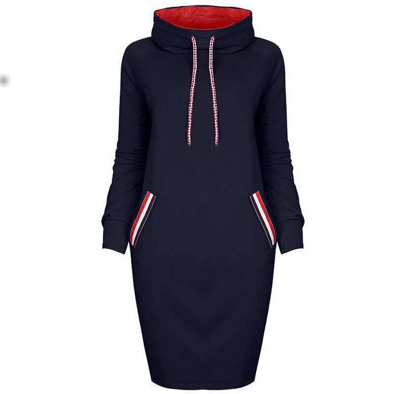 Dame Kapuzenpullover Minikleid Hoodie Sweatshirt Longtops Tunika Jumper Kleid