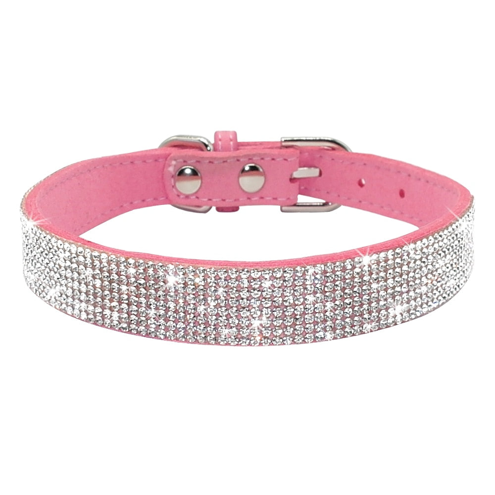 Hundehalsband Strass Silber Mops Halsband S M L Hunde Chihuahua Pink