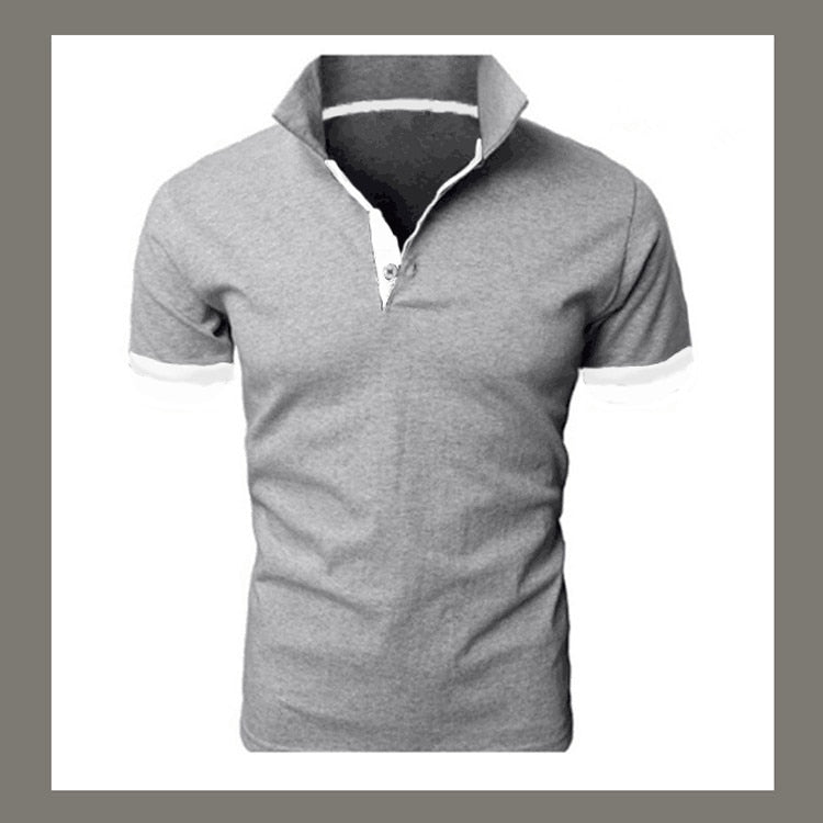 Männer Poloshirt Kontrast Kragen Polo Kurzarm Slim Fit Hemd Polohemd T-Shirt NEU