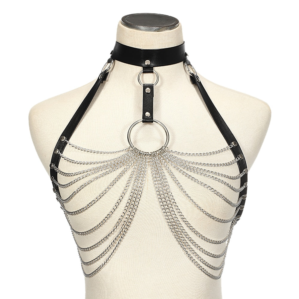 Sexy Harness Kette BH Gürtel Toys Punk Goth Frauen Bdsm Bondage Dessous