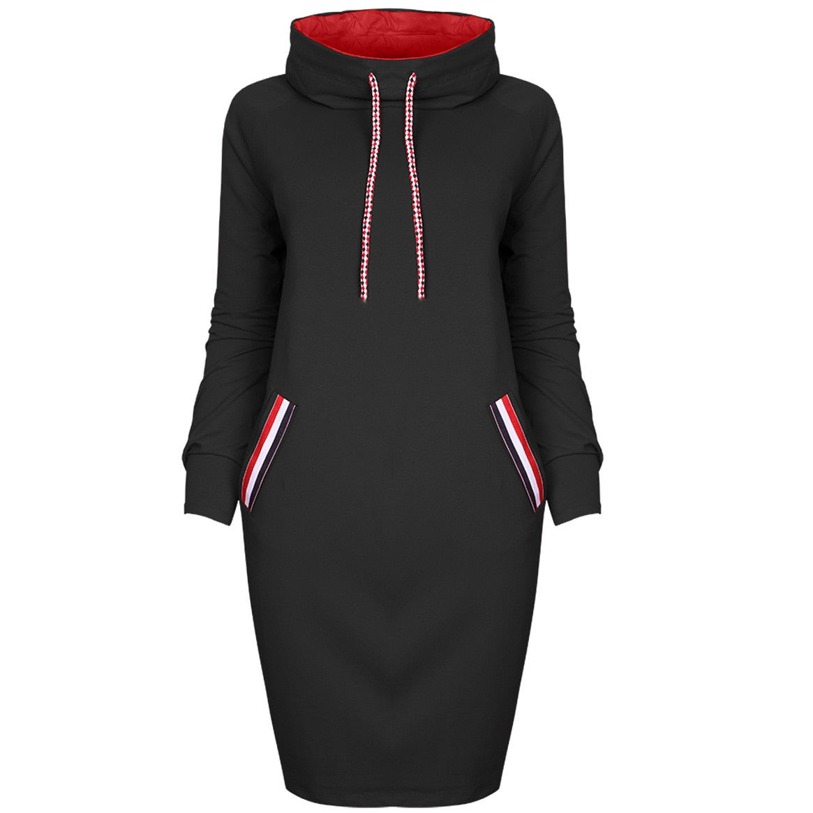 Dame Kapuzenpullover Minikleid Hoodie Sweatshirt Longtops Tunika Jumper Kleid