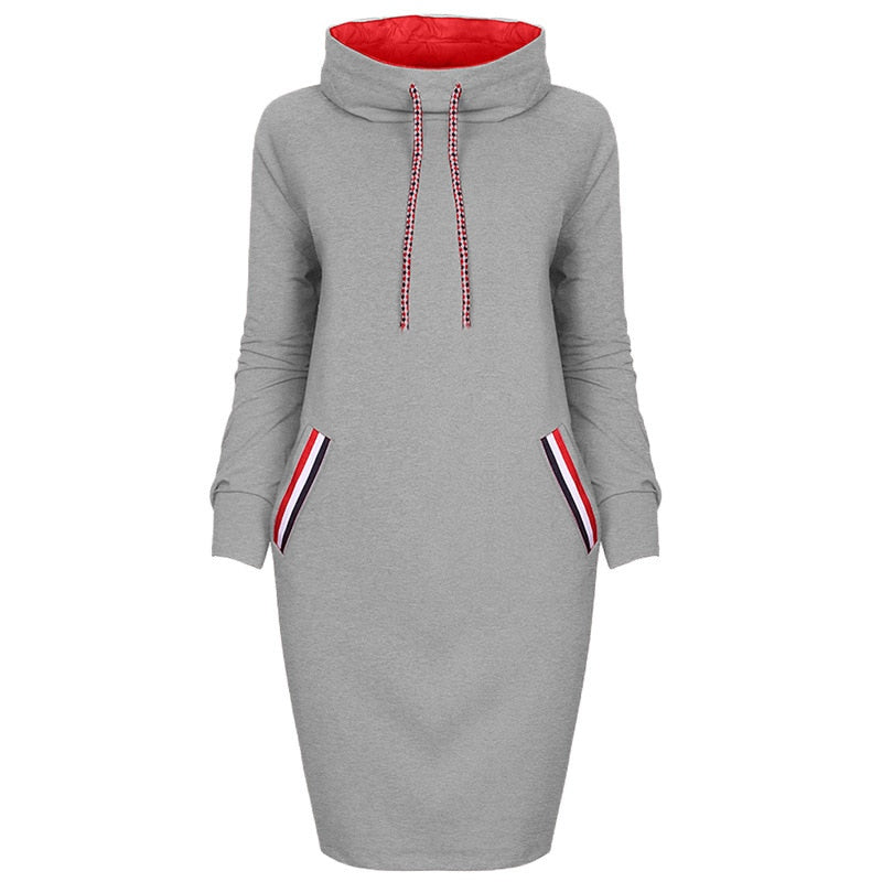 Dame Kapuzenpullover Minikleid Hoodie Sweatshirt Longtops Tunika Jumper Kleid