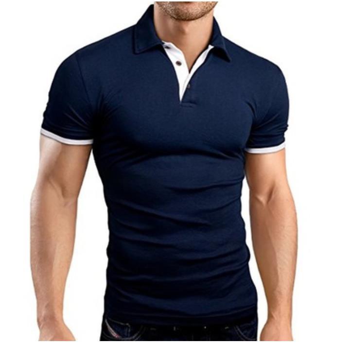 Männer Poloshirt Kontrast Kragen Polo Kurzarm Slim Fit Hemd Polohemd T-Shirt NEU