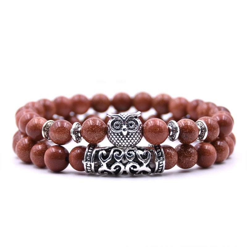 2er SET PARTNER ARMBAND DAMEN HERREN Naturstein Freundschaftsarmband Yoga