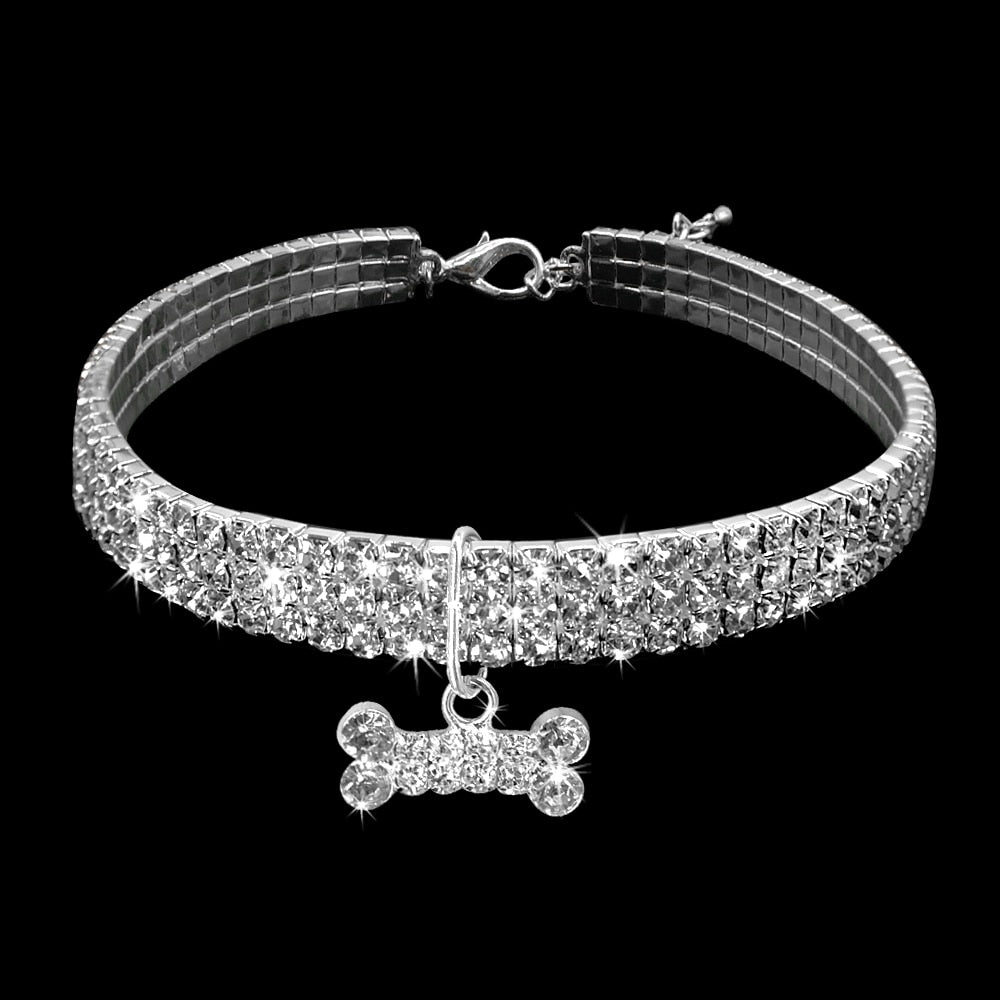 Hundehalsband Strass Silber Mops Halsband S M L Hunde Chihuahua Pink