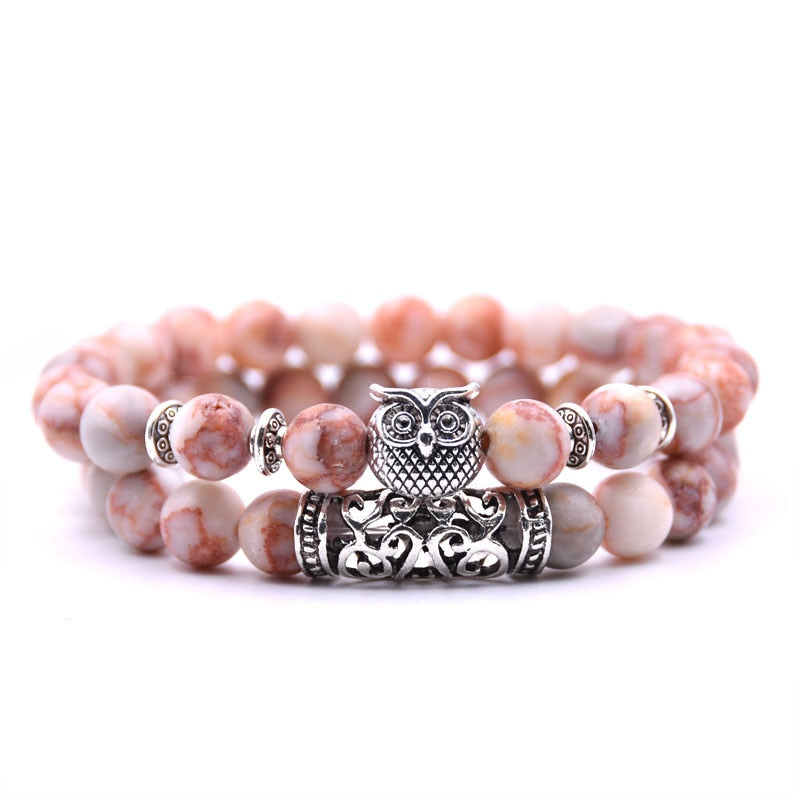 YIZIZAI 2er SET ARMBAND DAMEN HERREN Naturstein Freundschaftsarmband Yoga