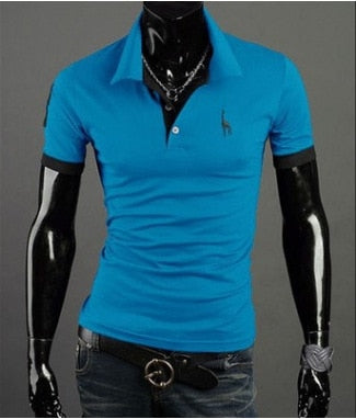 Männer Poloshirt Kontrast Kragen Polo Kurzarm Slim Fit Hemd Polohemd T-Shirt NEU