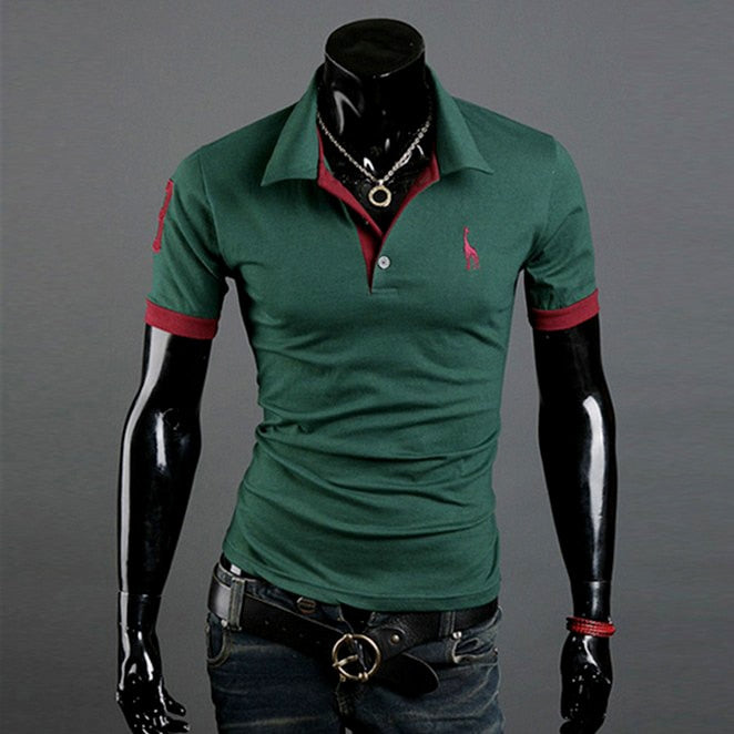Männer Poloshirt Kontrast Kragen Polo Kurzarm Slim Fit Hemd Polohemd T-Shirt NEU