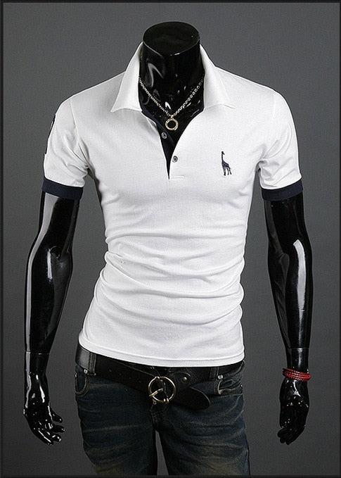 Männer Poloshirt Kontrast Kragen Polo Kurzarm Slim Fit Hemd Polohemd T-Shirt NEU