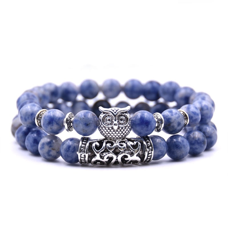 YIZIZAI 2er SET ARMBAND DAMEN HERREN Naturstein Freundschaftsarmband Yoga