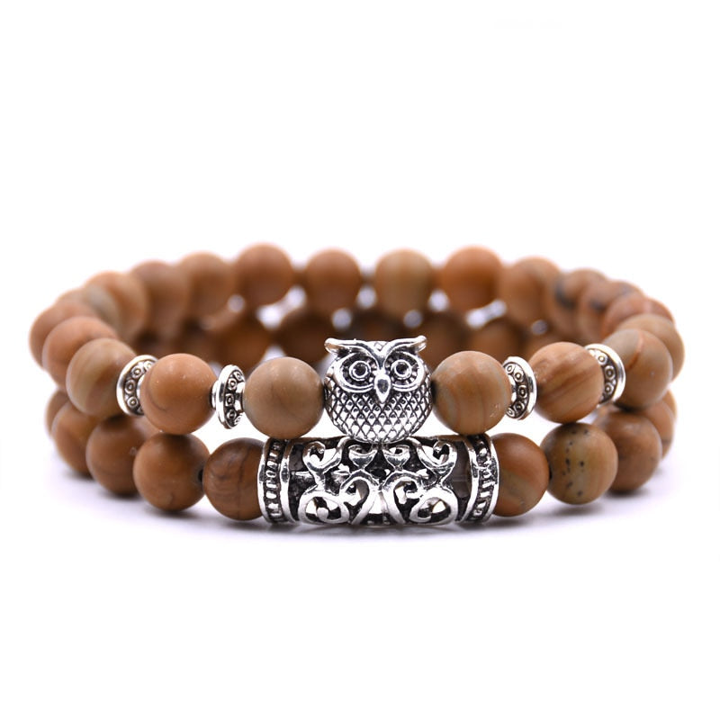 2er SET PARTNER ARMBAND DAMEN HERREN Naturstein Freundschaftsarmband Yoga