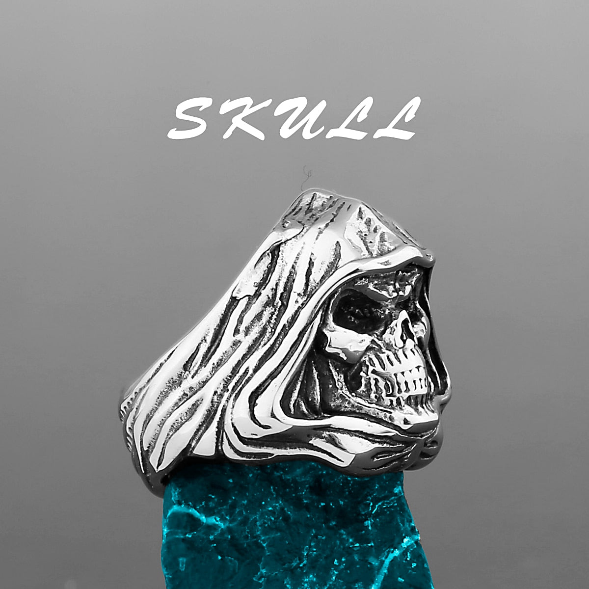 Edelstahl Herren & Damen Biker Rocker Spinning Ring Silber Skull Gothic