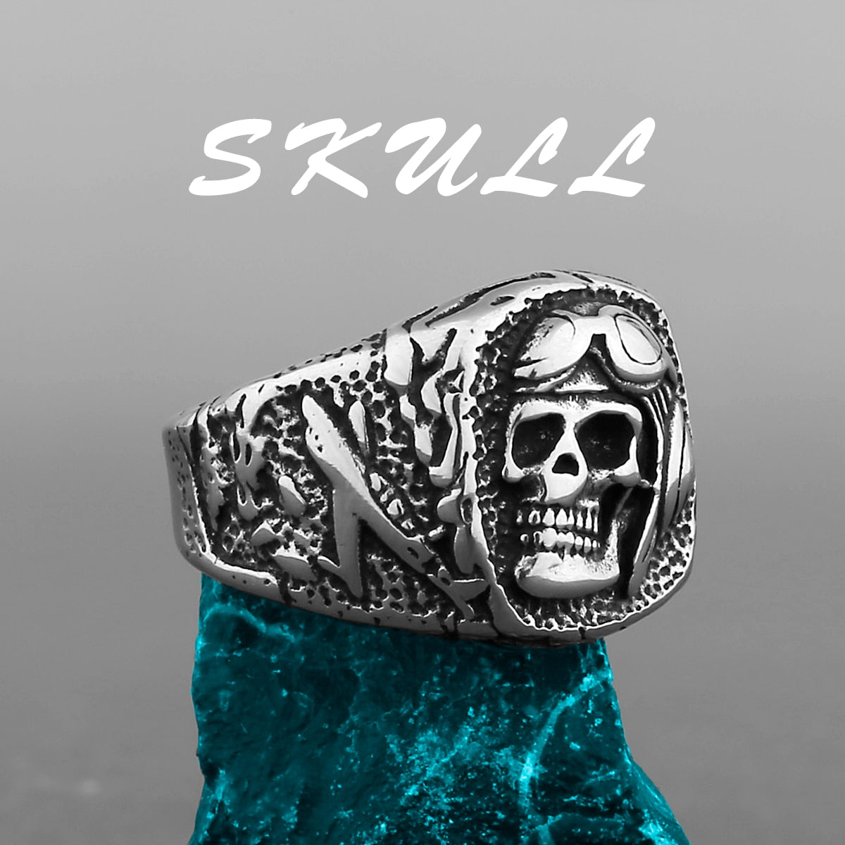 Edelstahl Herren & Damen Biker Rocker Spinning Ring Silber Skull Gothic