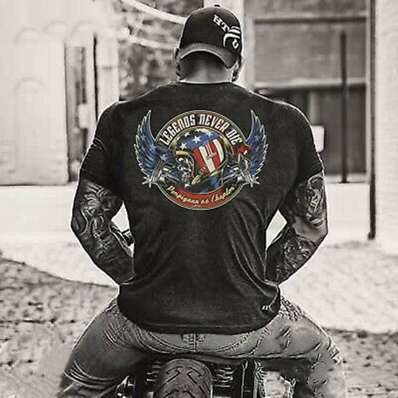 Herren  Metal Skull 3D T-Shirt Rundhals Unisex Sommer Streetwear