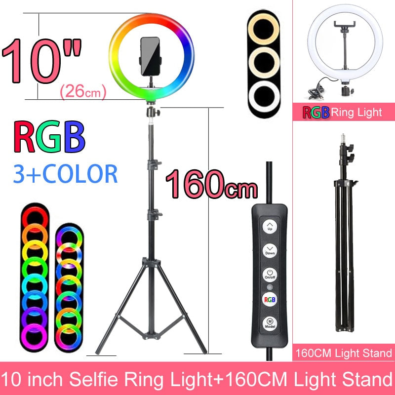 Selfie Ringlicht mit Stativ-Ständer 10 12 14 Inch Dimmbare LED Ring Fotografie