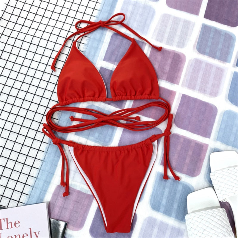 Damen Micro Bikini Set BH Gepolstert Brasilianischer Badeanzug Bademode Strand