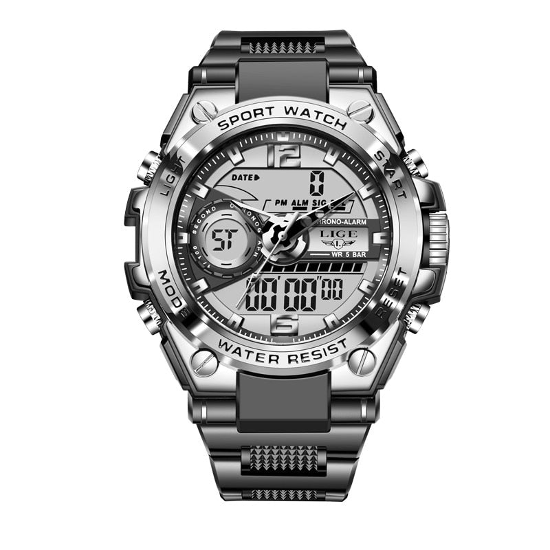 Orologio Uomo Quarzo Acciaio Inossidabile Orologio digitale Cronografo sportivo