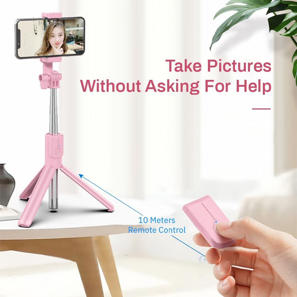 4 in 1 Wireless Bluetooth Selfie Stick faltbares Mini-Stativ mit LED-Ringlicht