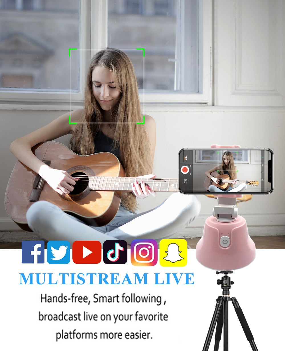 intelligente Smartphone-Halterung tragbarer Selfie-Stick, um 360 ° drehbare Objekt
