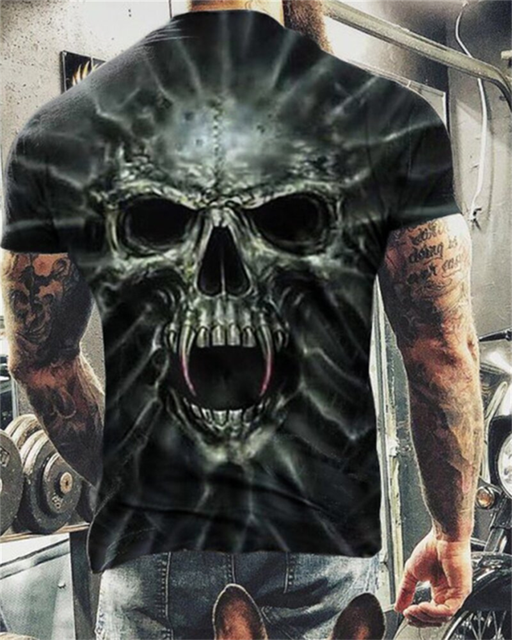 Fashion Herren Horror Skull 3D T-Shirt Rundhals Unisex Sommer Streetwear