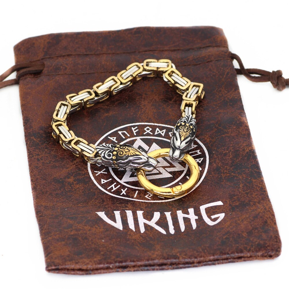 Herren Armband Königskette Edelstahl Wikinger Armreif Drachenkopf Armkette