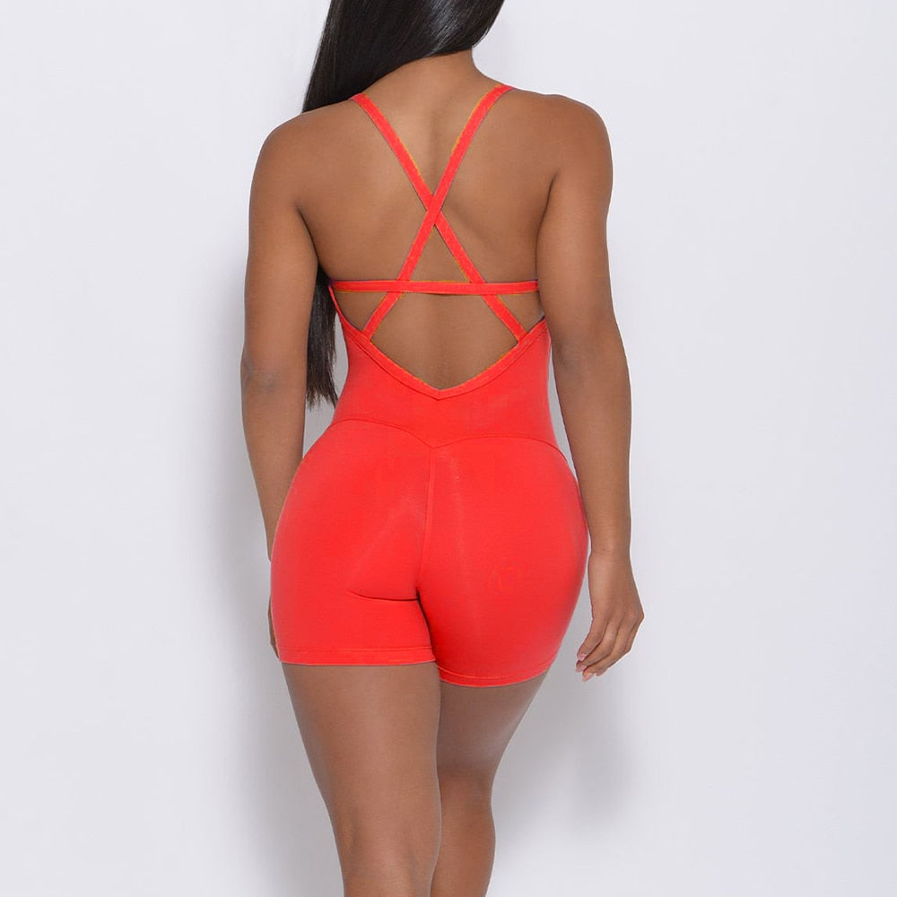 Damen Overall Jumpsuit Sport Yoga Hose Sexy Rückenfrei Fitness Anzug Einteiler