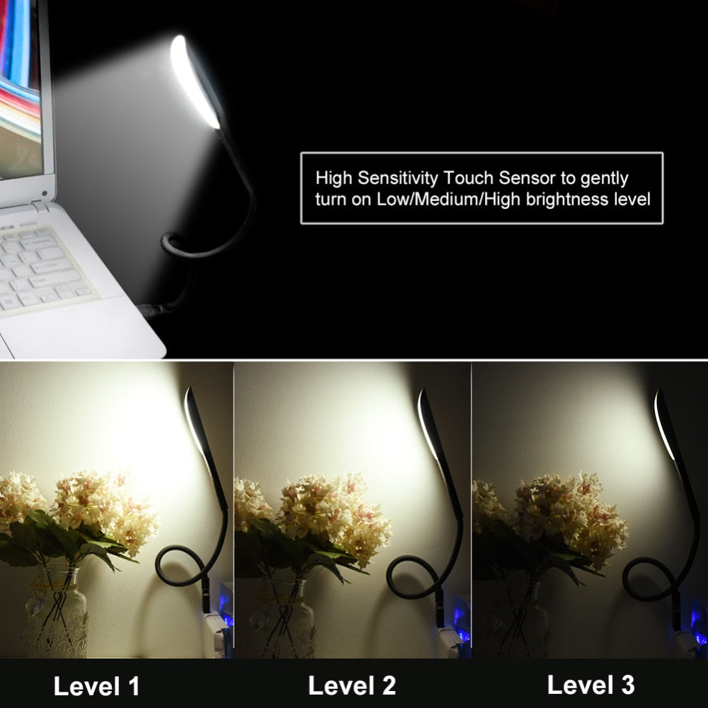 USB Flexible LED Nachtlampe Laptop Notebook Leselampe Power Bank Camping