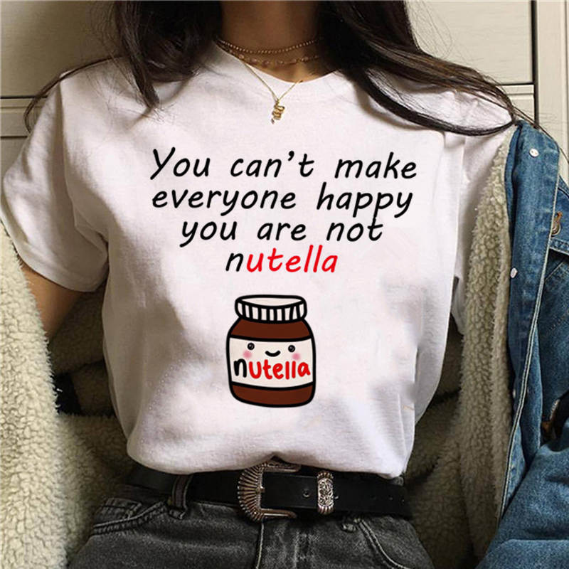 Damen Sommer Top 3D Nutella T-Shirt Rundhals Streetwear lockeres Damentop