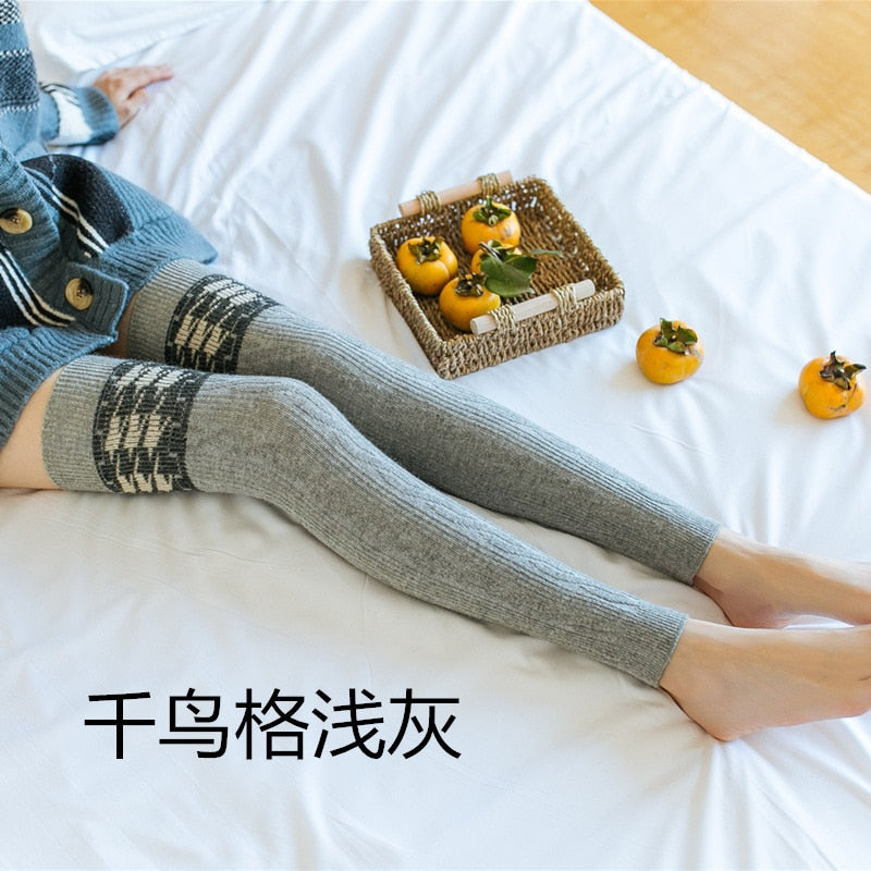 Damen Lange Socken Beinwärmer Stulpen Beinlinge Häkeln Kniestrümpfe Overknees